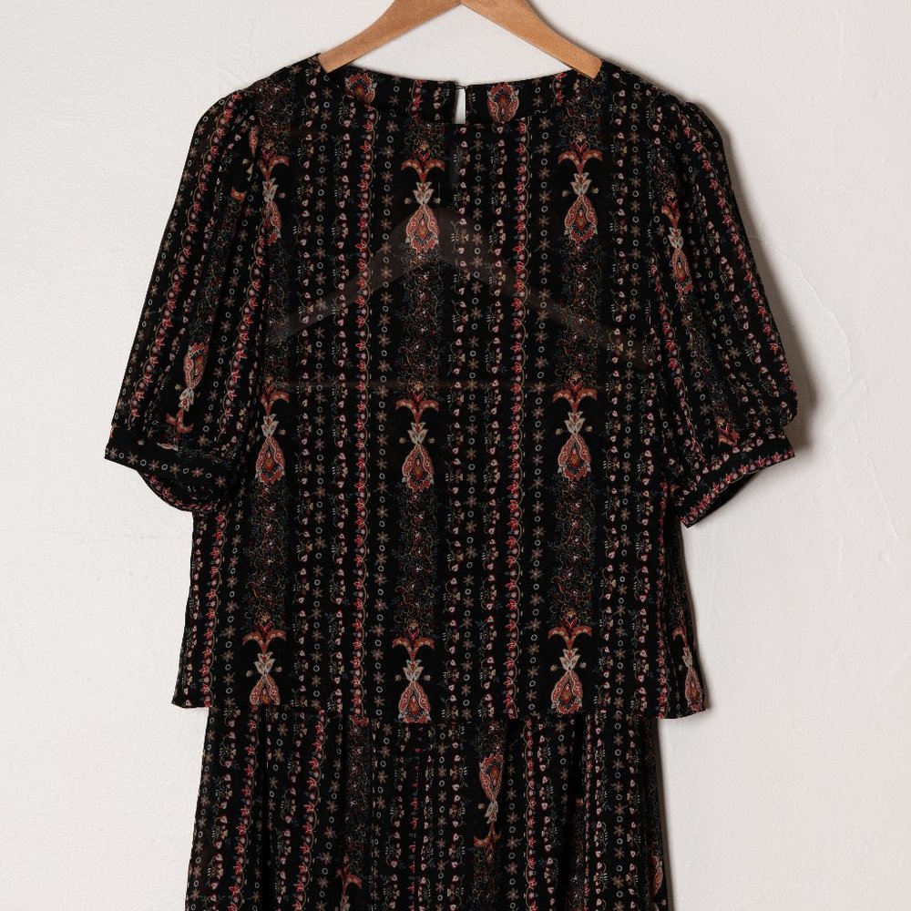 VINTAGE SHEER PRINTED SHIRT + SKIRT SET